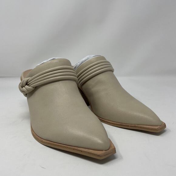 Dolce Vita Sita Mules 7.5 Sand Nubuck Pointed Toe Block Heel Leather Slip On NEW - Picture 3 of 8